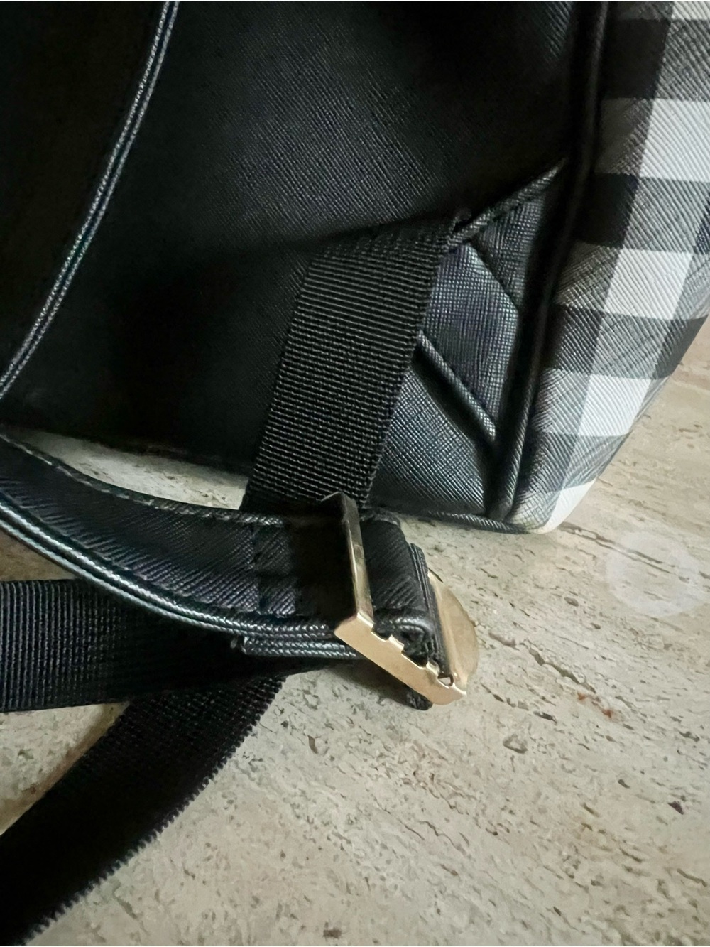 Black & White Check Mini Backpack - Picture 3 of 7